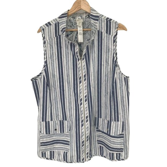 Chicos 3 zenergy Neema Reversible Vest Blue striped paisley womens size XL - Picture 3 of 14